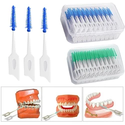 Interdental Silicone Brushes 200 Units Dental Toothpicks Brush Between Teeth   With Thread Oral Cleaning Tools