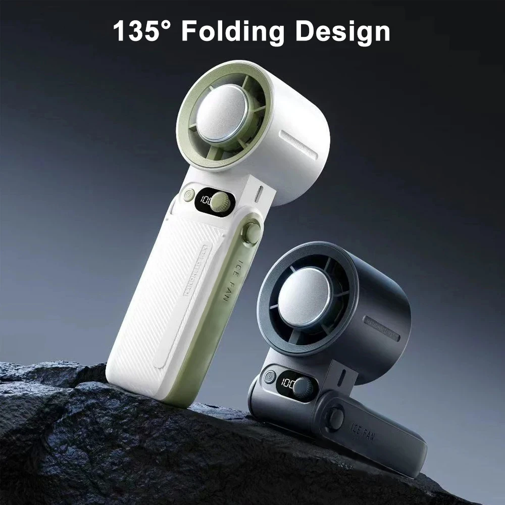 Mini Handheld Fan 3600mAh Rechargeable Battery Portable Fan Foldable Hanging Neck Fan Hand Held Outdoor Camping Ice Cooling Fan image 4