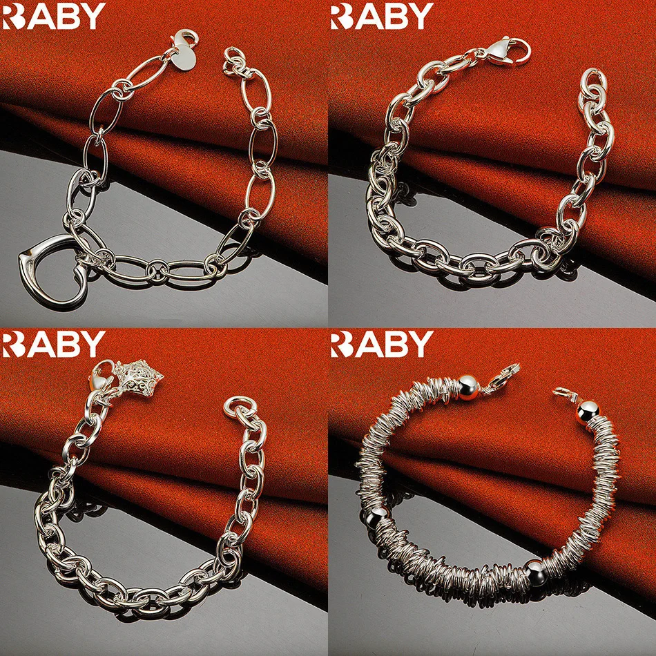 

URBABY 925 Sterling Silver Bracelets For Women Men Anniversary Gift Popular Wild Fashion Romantic Jewelry