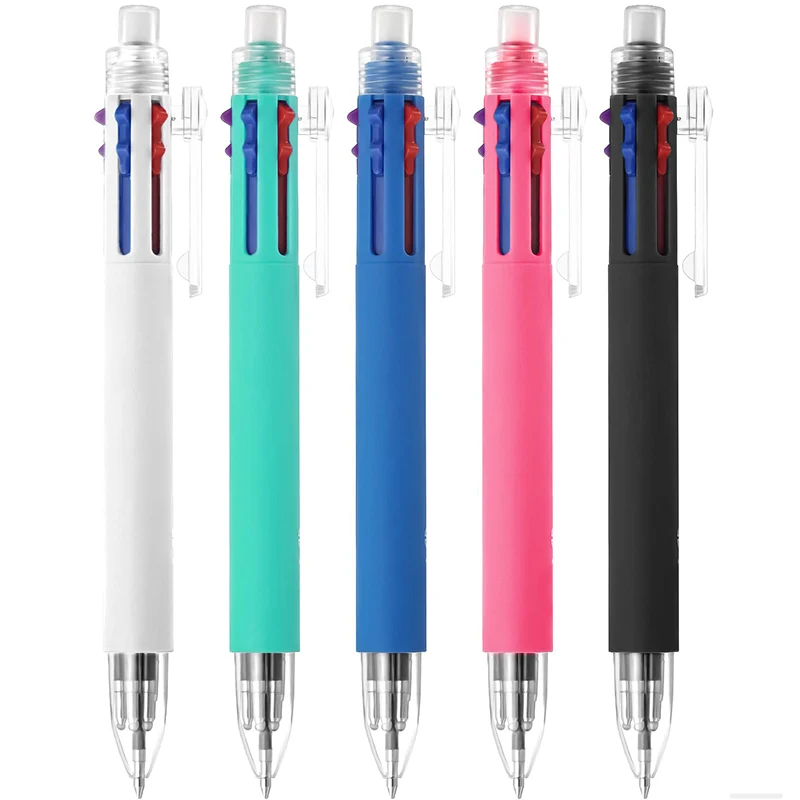 Stylo à bille multicolore rétractable 5 en 1, crayon mécanique de 0.5mm, fournitures scolaires et de bureau, 1 pièce