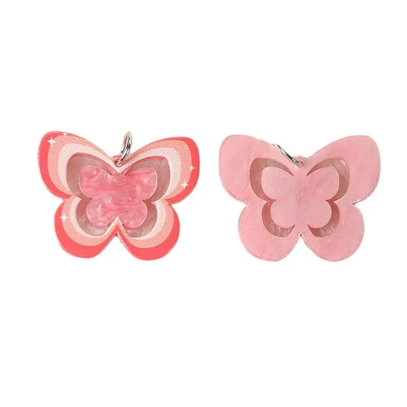 8 Pcs Fashion Butterfly Charms Acrylic Cutout Pendant  Colorful Jewlery Findings For Necklace Diy