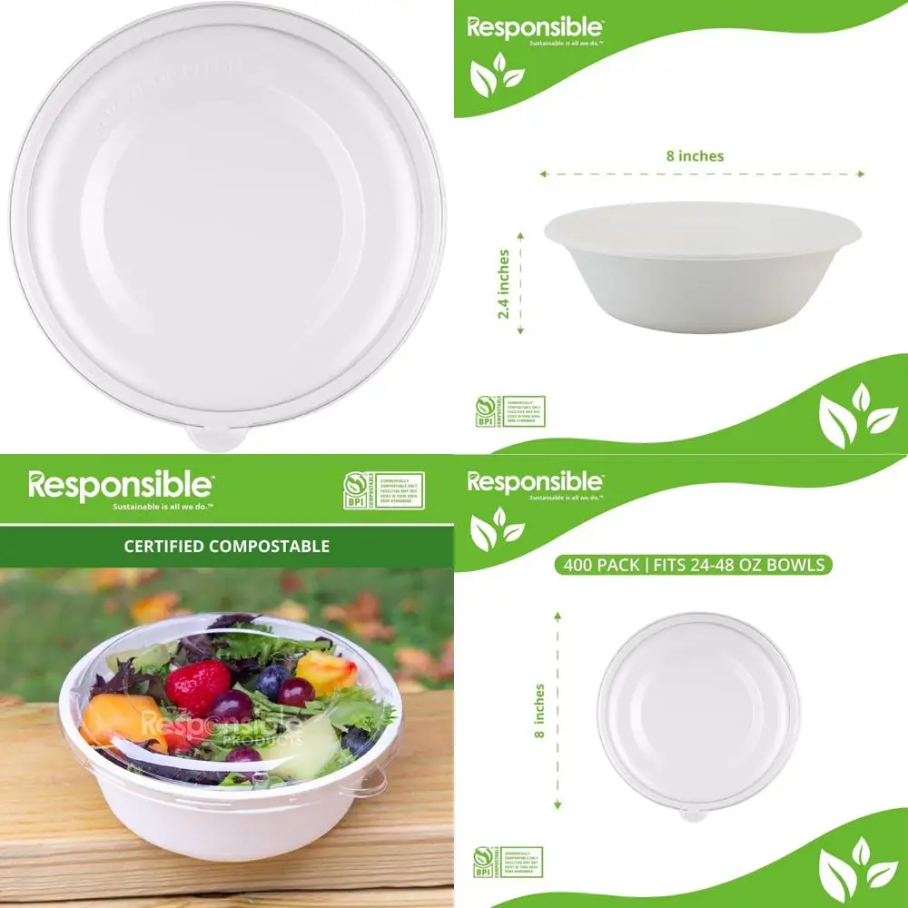 

Extra Strength Tree-Free Bowl Lids, PFAS-Free, 24-48 oz, 400 Count, Suitable for Large Bowls, Environmentally Friendly Alternati