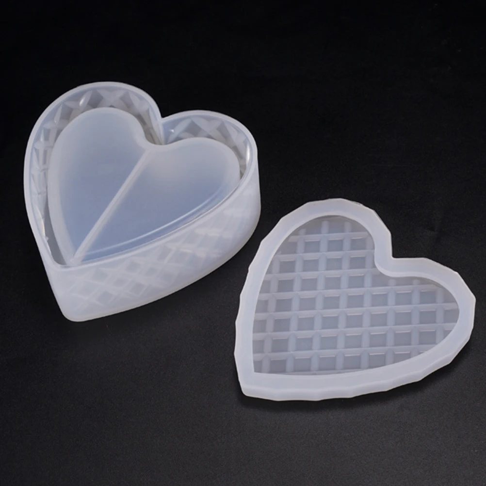 

Прекрасный силиконовый ящик для хранения в форме сердца, белый эпоксидный контейнер для ювелирных изделий, гибкий портативный настольный стол для спальни для женщин