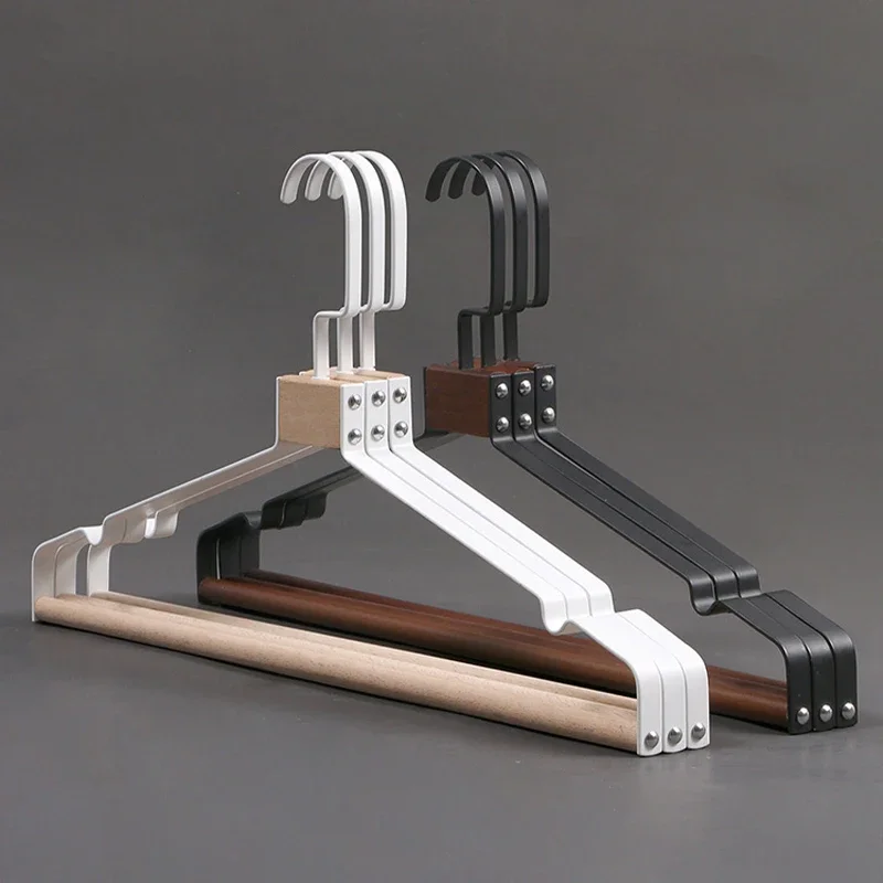 Wooden Coat Pants Hanger Luxury Durable Metal Wood Suit Hanger with 360° Swivel Hook Household Wardrobe Clothes Organizer
