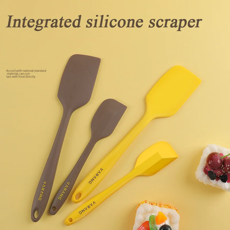 2 Pieces Yellow/Brown Scraper Silicone Spatula Set Gadget Tools Mixing Tool Utensils All for Kitchen and Home Baking Cake Cream