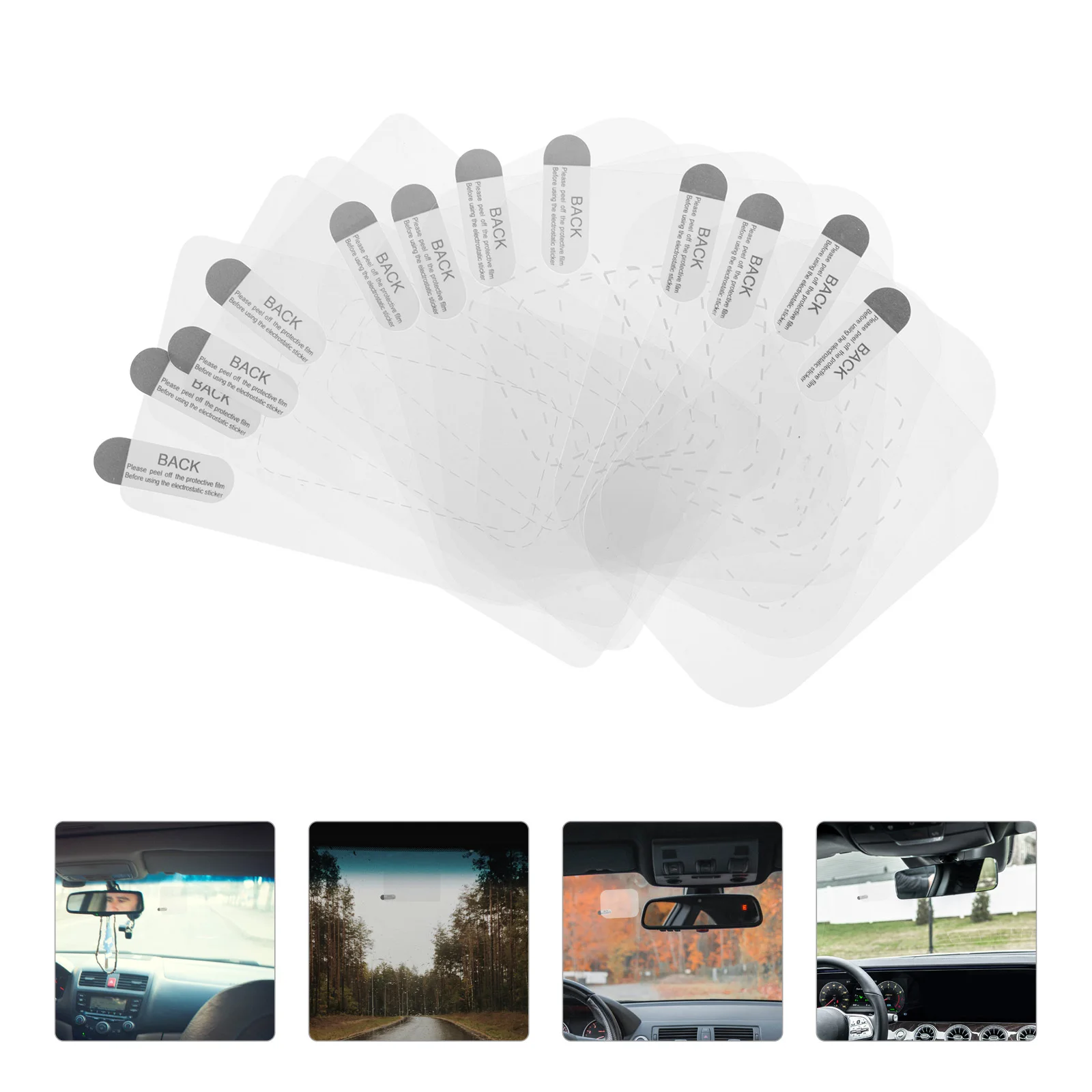 

12 Sheets Windshield Dashcam Stickers Static Adhesive Scratch Resistant Dash Camera Mount Films Clear Protection Film