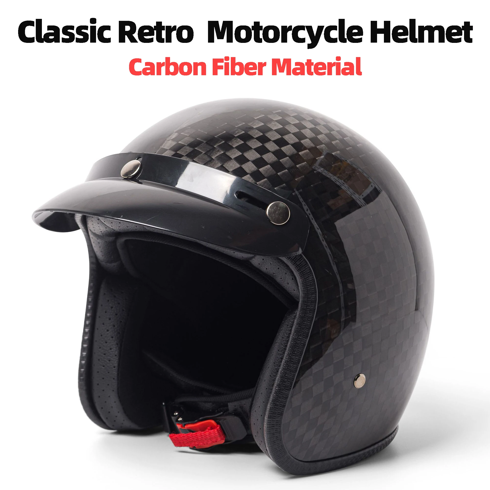 

Classic Retro Carbon Fiber Motorcycle Helmet Personality Halley Cruising Motorcycle Helmet Safety Fashion Helmet For All Seasons