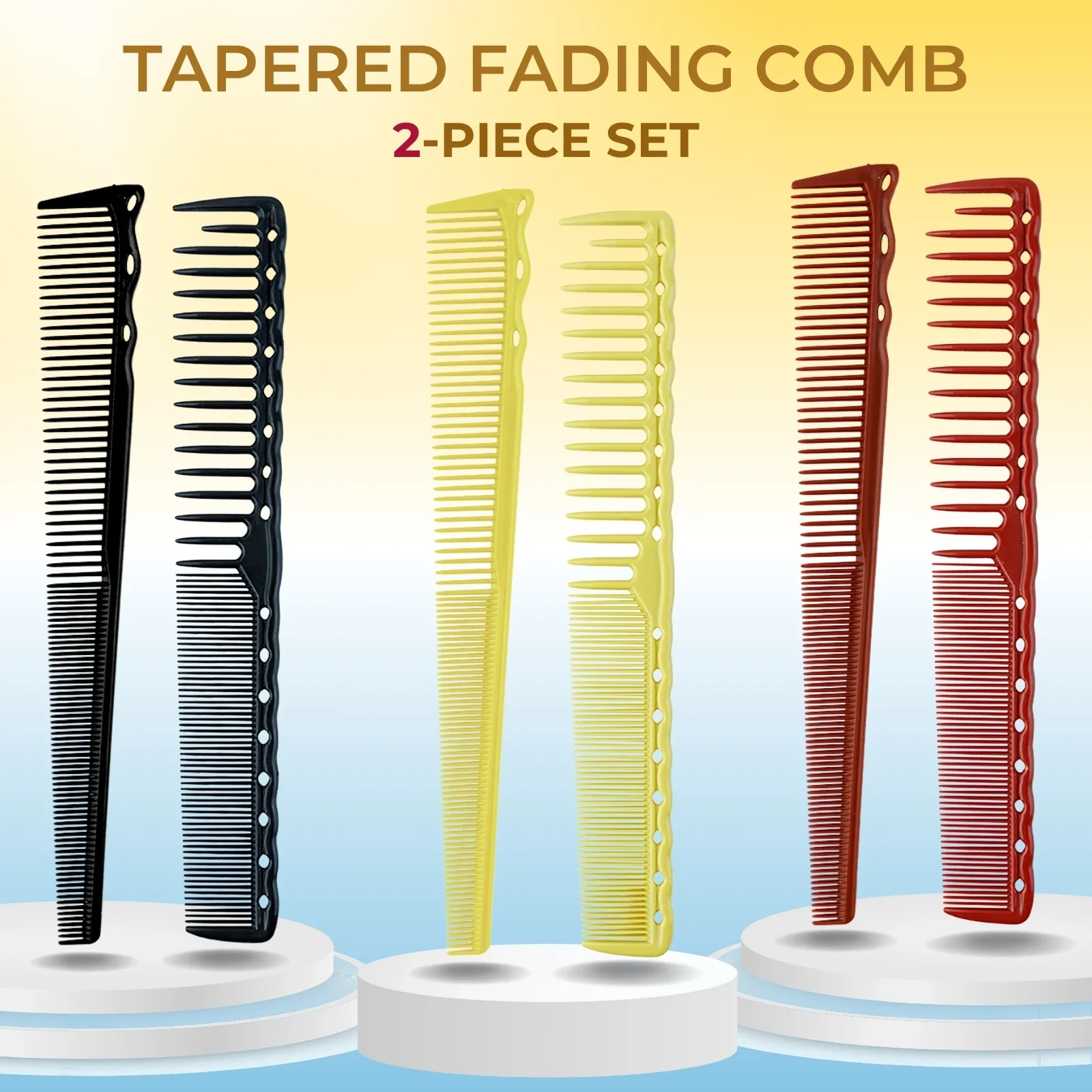 2PCS Stylist Tapered Fade Comb Set Heat Resistant Women Smooth Hair Combs Barber Hair Cutting Comb For Men Salon Styling Tools