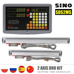 Sino SDS2MS Lathe Milling DRO Set 2 Axis Digital Readout KA300 Linear Scale TTL 0.005mm KA-300 Optical Encoder Ruler 70mm-1020mm