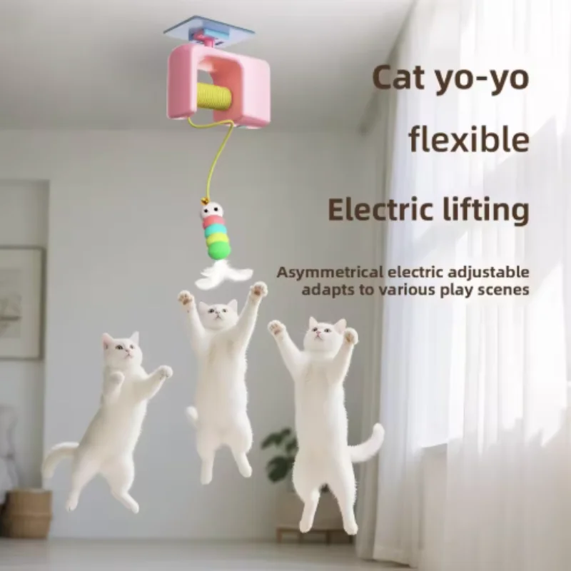 Cats Toys Pet Stress Relief Rechargeable Interactive Hanging Door Automatic Electric Flying Bird Cat Toy for Hunt Elastic Rope