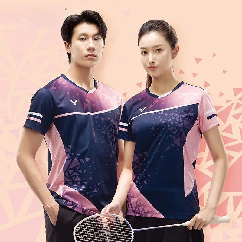 جديد للنصر الريشة الملابس مضرب الرياضة قصيرة الأكمام تي شيرت مريح للتنفس ماصة للعرق كول دائم #2