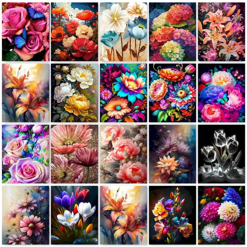 

GATYZTORY Abstract Painting By Numbers Handpainted Picture Drawing Flower Diy Crafts On Canvas Gift For Adults Home Garden Artwo