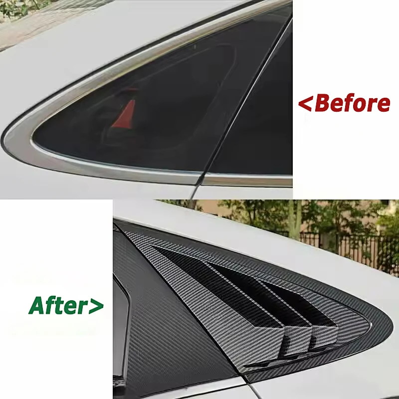 Car Rear Window Louver Trim Cover For Hyundai Sonata 2020-2024 Triangular Shell, Shutter Accessory, Aftermarket,