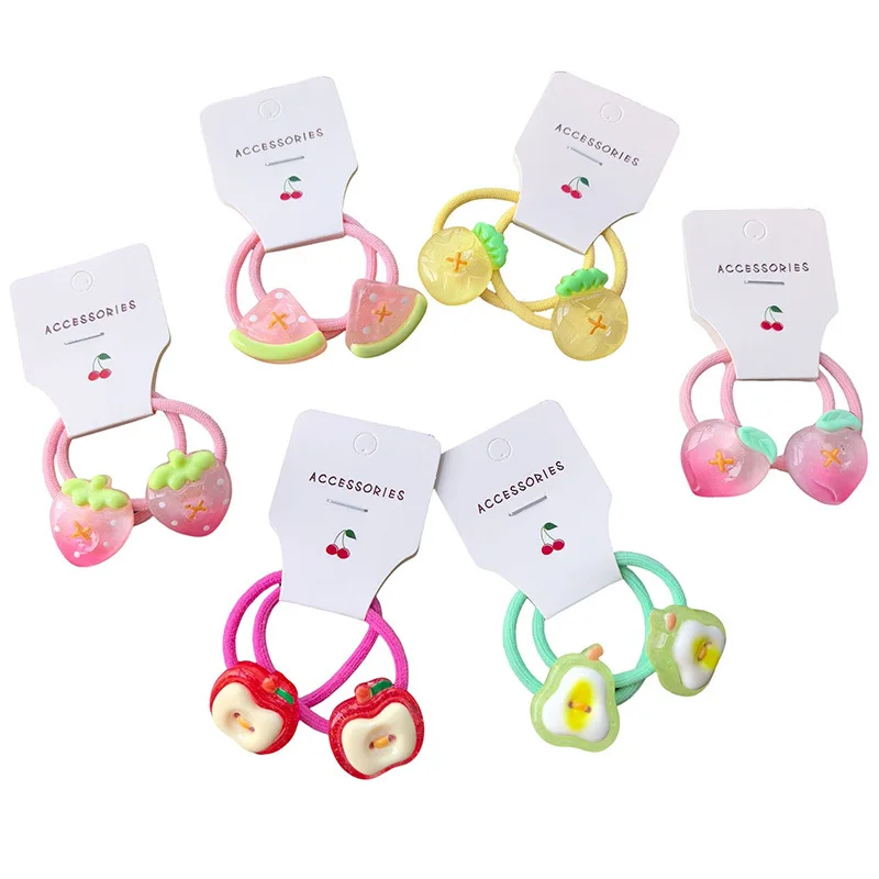 2 uds. Bandas elásticas para el pelo de fresa y fruta para niñas, bonitos lazos para el pelo para niños, accesorios para sombreros de bebé