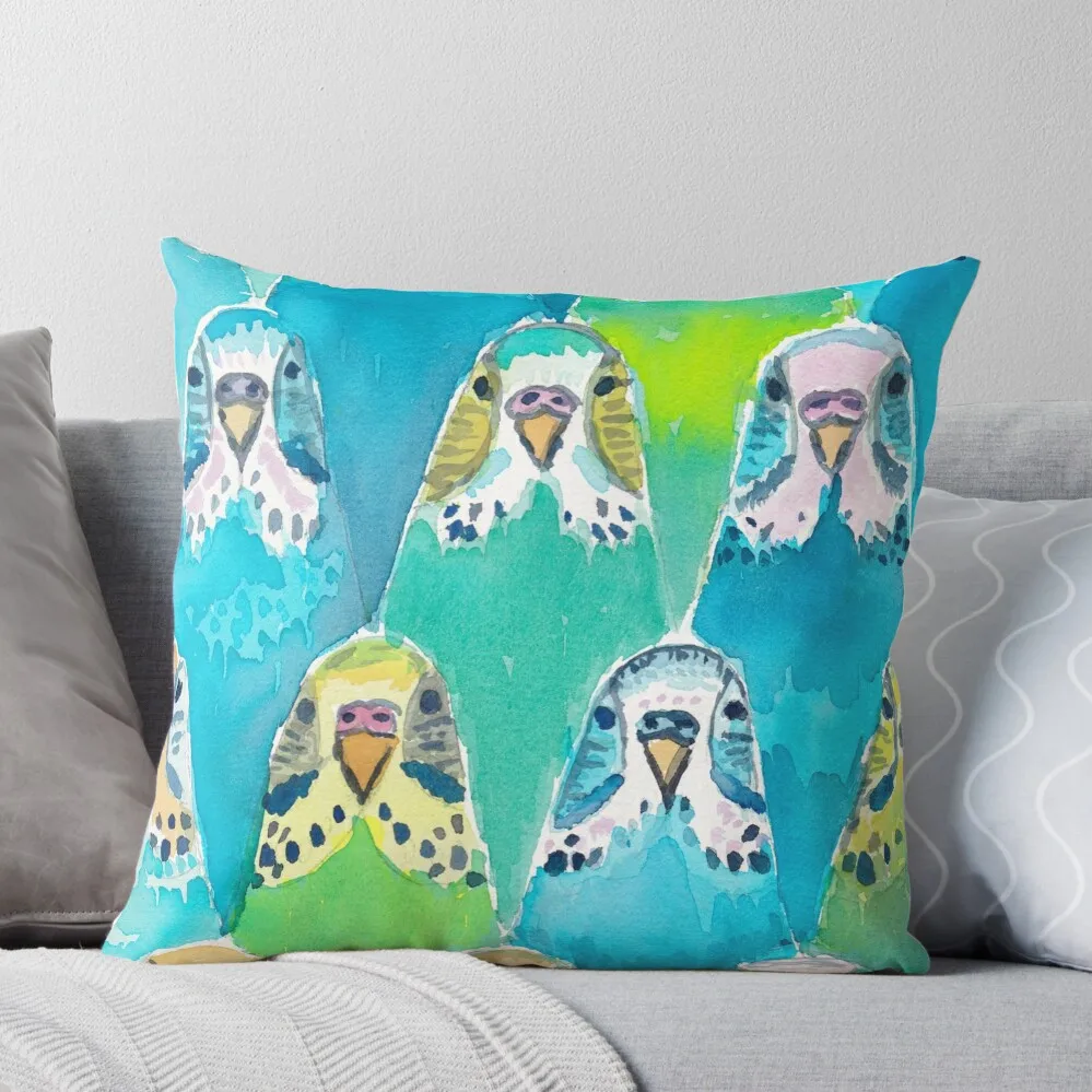 Watercolour Budgies Throw Pillow Plaid Sofa Sofa Cushion Cover autumn decoration Rectangular Cushion Cover