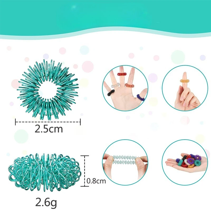 10pcs Colorful Acupoint Massage Ring Tip Sensation Ring Set Teen Adult Stress Relieving Massager Pressure Reliever