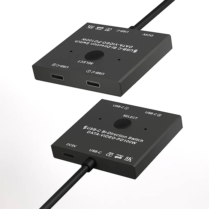 USB C KVM two-way Switch 1x2/2x1 USB 3.1 splitter data video switcher 8K @ 30Hz PD 100W for PC monitor Mobile phone Multi-source