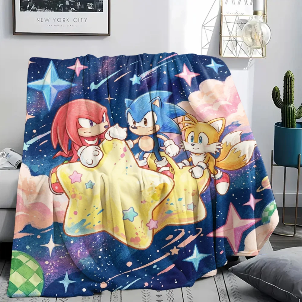 Hedgehog Sonic Comfortable Flannel Blanket Print Warm Style for Bedroom Chair Sofa Outdoor Picnic.-TING