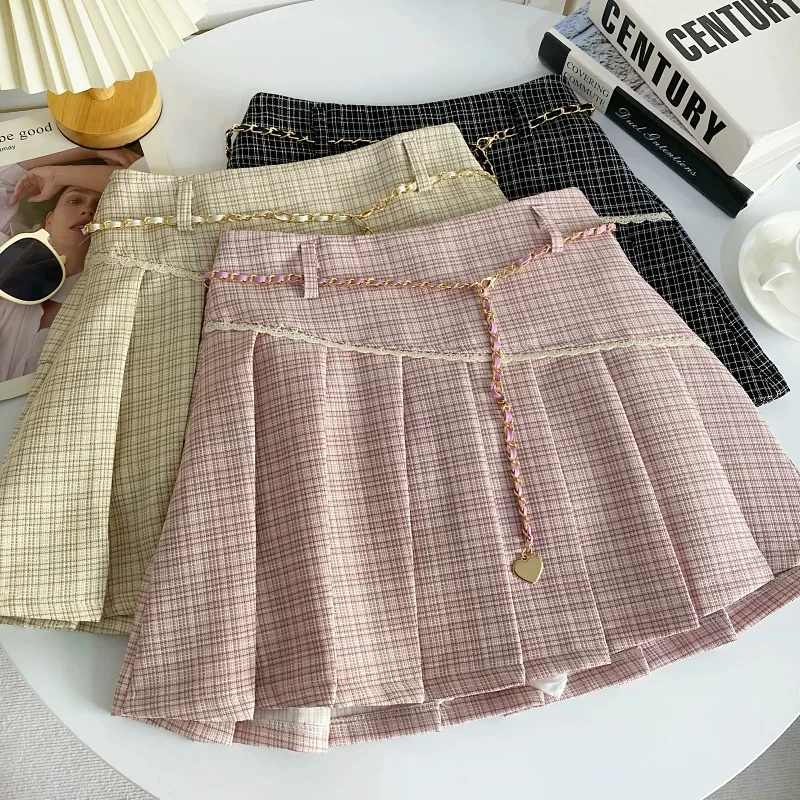 

Юбка женская плиссированная мини с завышенной талией, в клетку, в японском стиле JK, эластичная, для студенток, весна-лето