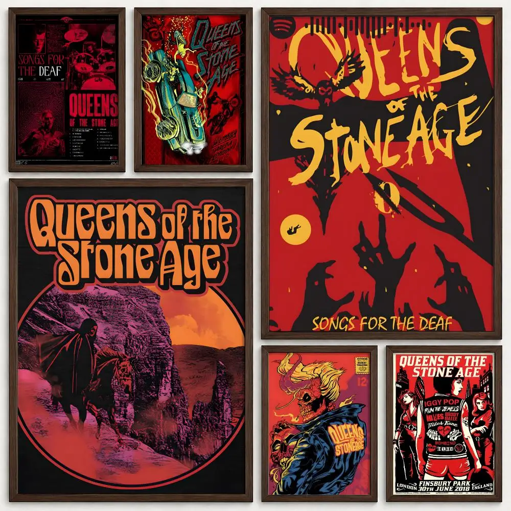 Band Queens Of The Stone Age Poster Self‑Adhesive Waterproof PP Poster Coffee House Bar Wall Art Sticker Room Home Decor