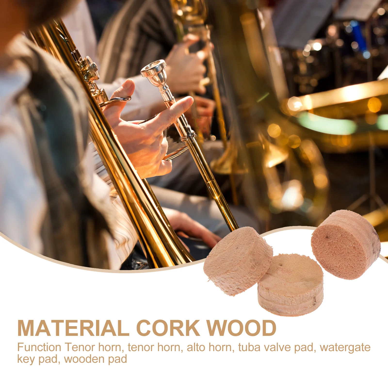 

3Pcs Tuba Cork Accessories Natural Cork Key Pads for Brass Instrument Repair Long Term Use Tuba Water Key Cushions Set