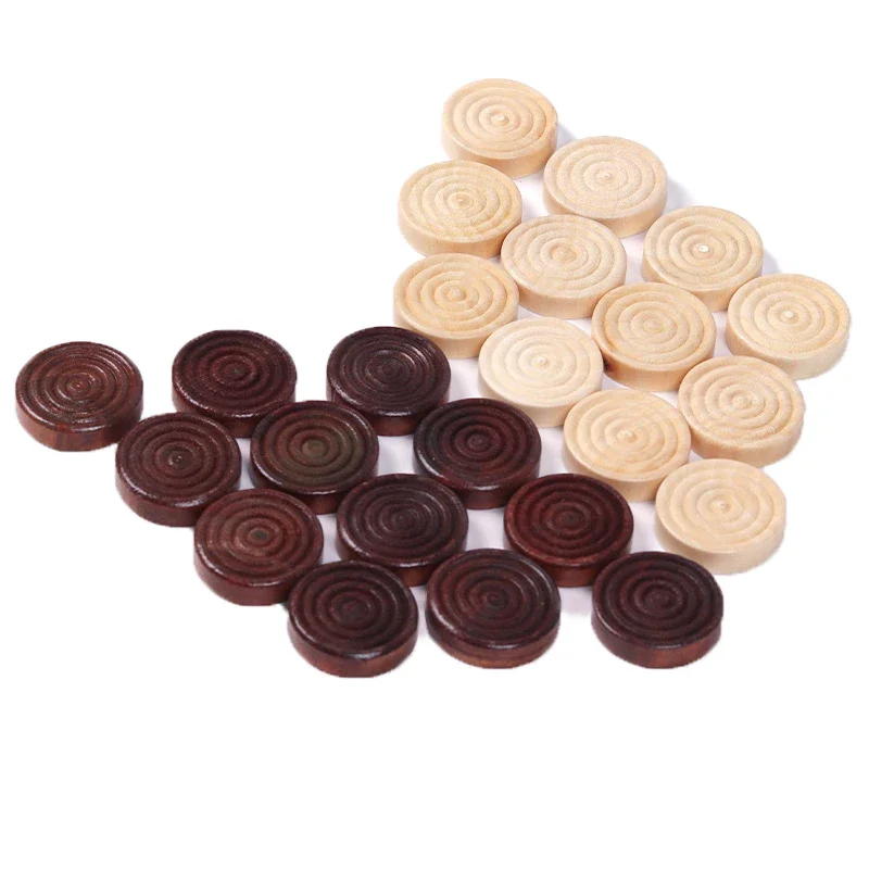 24-teiliges Set aus Holz, runde Dame- und Backgammon-Steine, große Spielfiguren, Schachspiel-Zubehör, zwei Farben, je 12 Stück, für Brettspiele