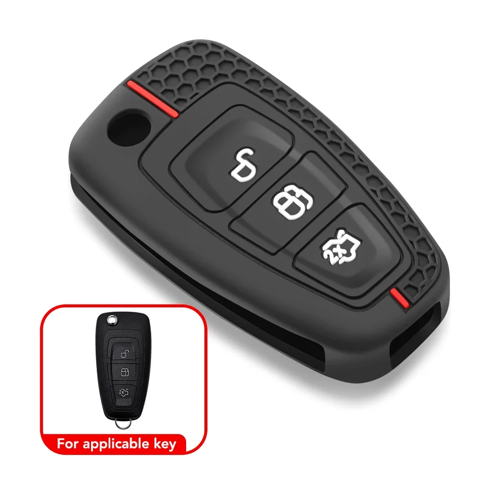 3 Button Silicone Car Remote Key Fob Cover Case For Ford Ranger C-Max S-Max Focus Galaxy Mondeo Transit Tourneo Custom