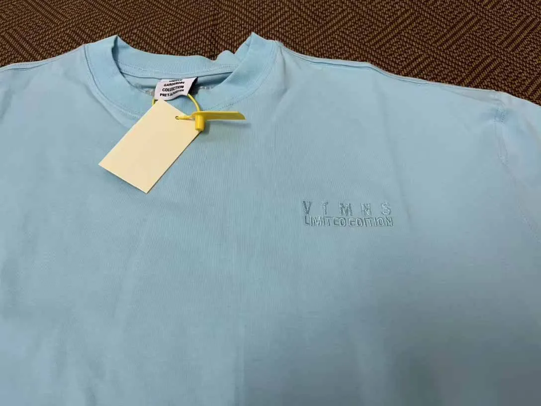 

Limited Edition VT Small Logo Embroidery Women Men T shirts tees Hiphop Oversized Heavy Cotton Men Casual T-shirt