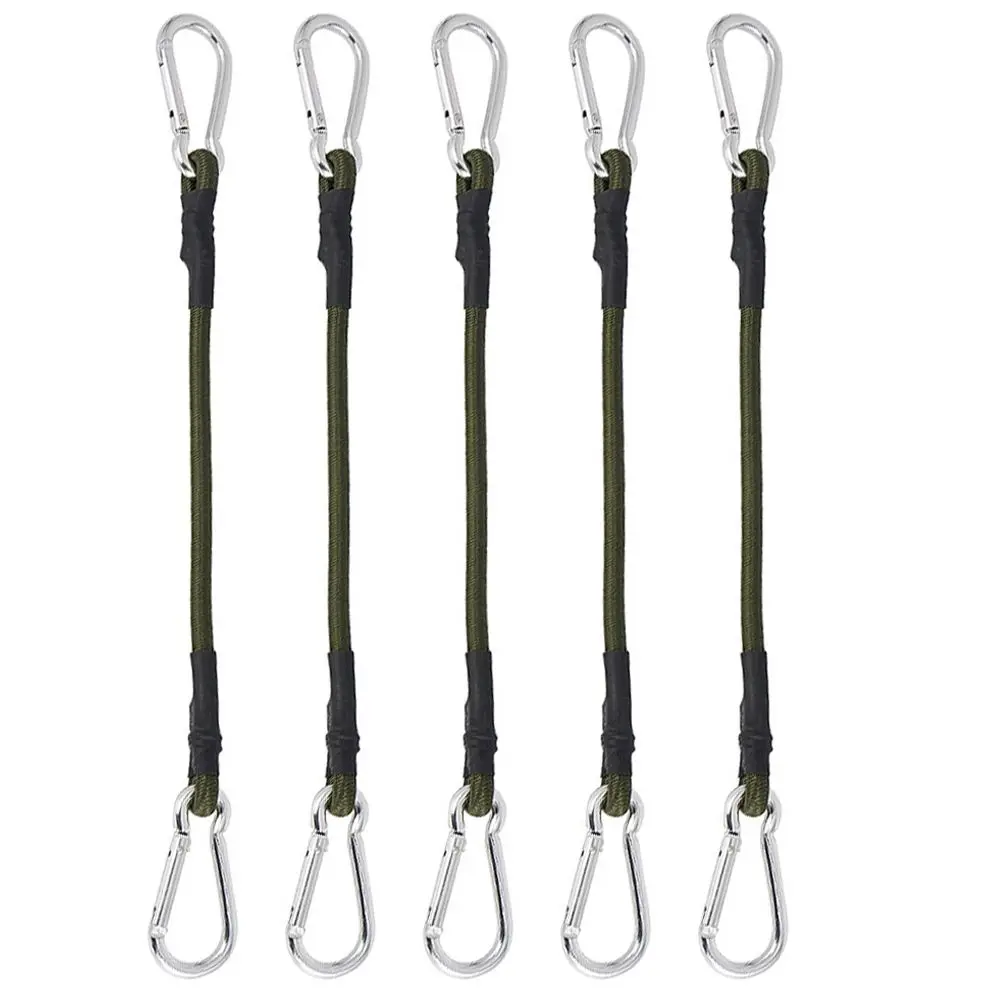 Cuerda elástica elástica de 8mm, cinturones de fijación para tienda de campaña de alta resistencia, correas para equipaje, bandas de encuadernación, ganchos de aluminio, equipo para acampar y hacer senderismo, 5 uds.