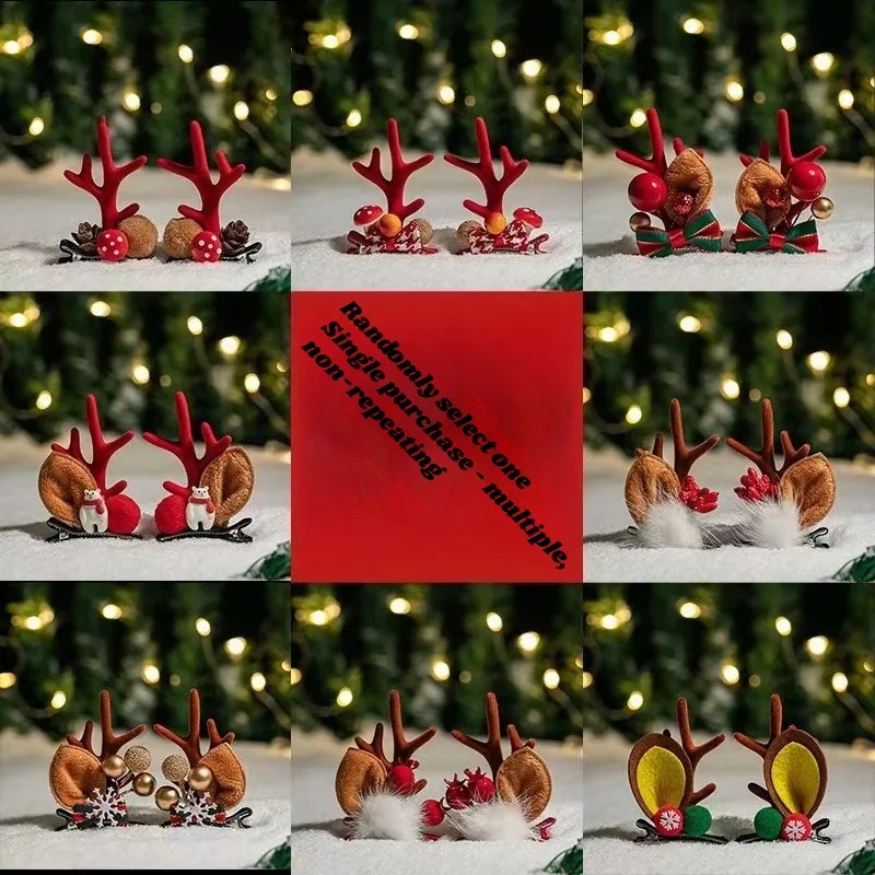 

Christmas Deer Horn Hair Clip Children's Cute Hair Accessories Elk Clip Pinecone Hair Clip, Quality Visible