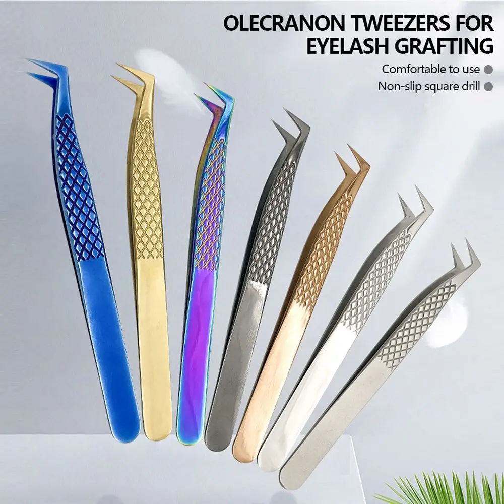 Hand Anti-slip Forceps Design Improve Eyebrow Pinch Eyebrow Tweezers Lashes Extensions Forceps Grafting Lash Picking Tool