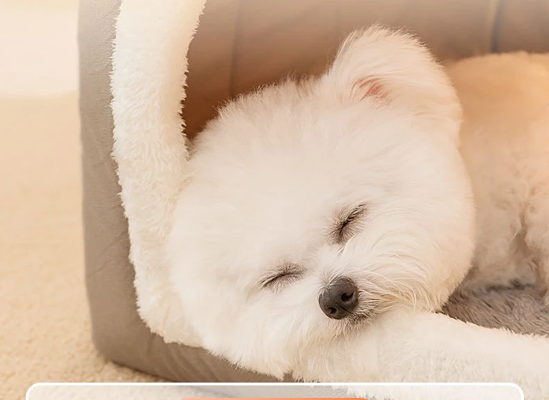 Winter-Hundebett, selbsterwärmend, Welpenhaus, gemütliches Katzenschlafzelt, Höhlenbetten, für drinnen, Kätzchen, Nest, Zwinger, Hütte für kleine, mittelgroße Hunde und Katzen – Detail 3