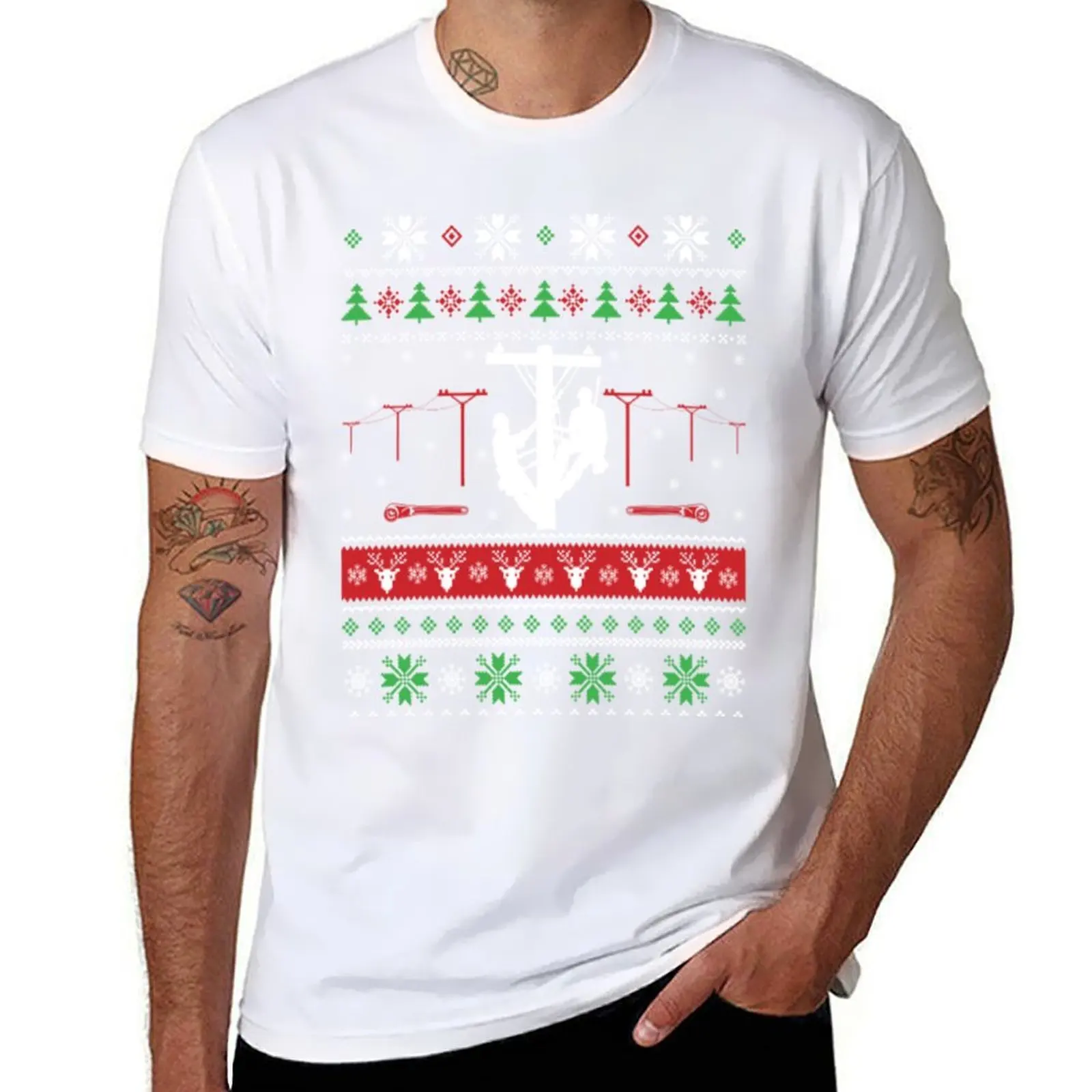 

Merry Lineman Co worker Ugly Christmas Sweater Funny Tshirt T-Shirt t shirt man luxury man t shirts for men T-Shirt