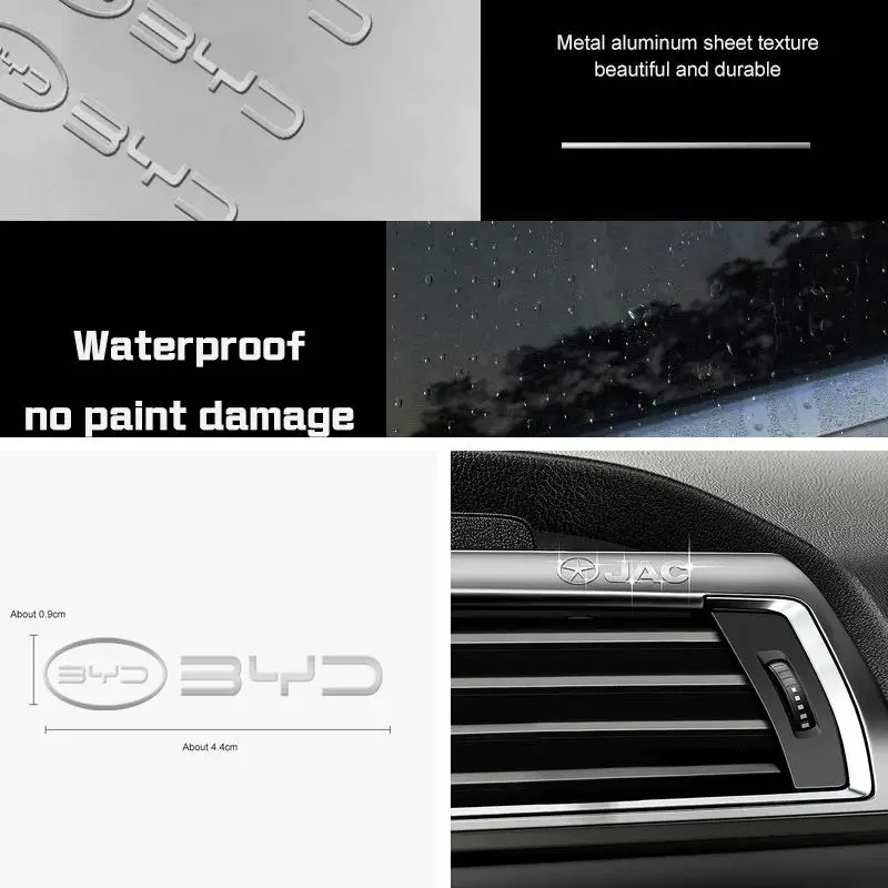 3D Metal Car Logo Emblem Interior Decor Sticker for BYD Atto 3 Seal Dolphin Han Tang Song Yuan Waterproof Auto Mod Accessory