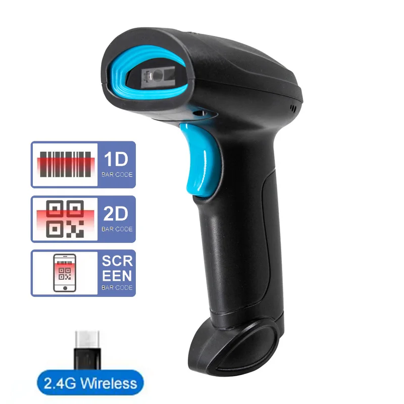 

1D 2D Barcode Scanner Wired Wireless Bluetooth Bar Code Reader Omni-directional Scanning For Supermarket Logistics