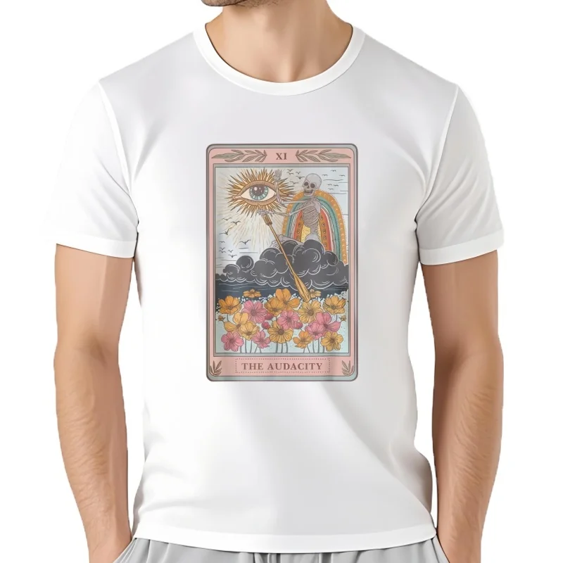 Camiseta con esqueleto de The Audacity, tarjeta de Tarot, sol, mal de ojo, estética
