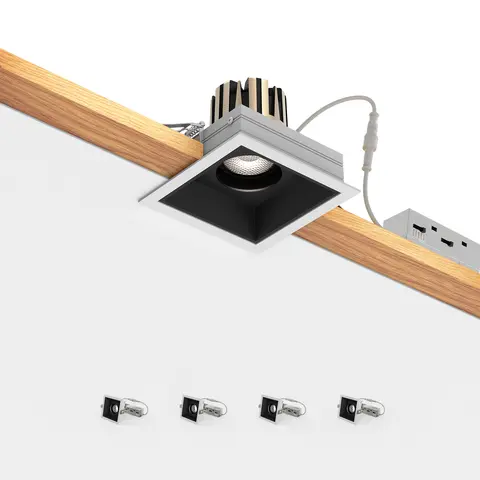 SCON LED Square Spotlight Recessed Lighting 10W 5CCT Adjustable Trim Downlight Ceiling Light with junction Box TRIAC Dimming