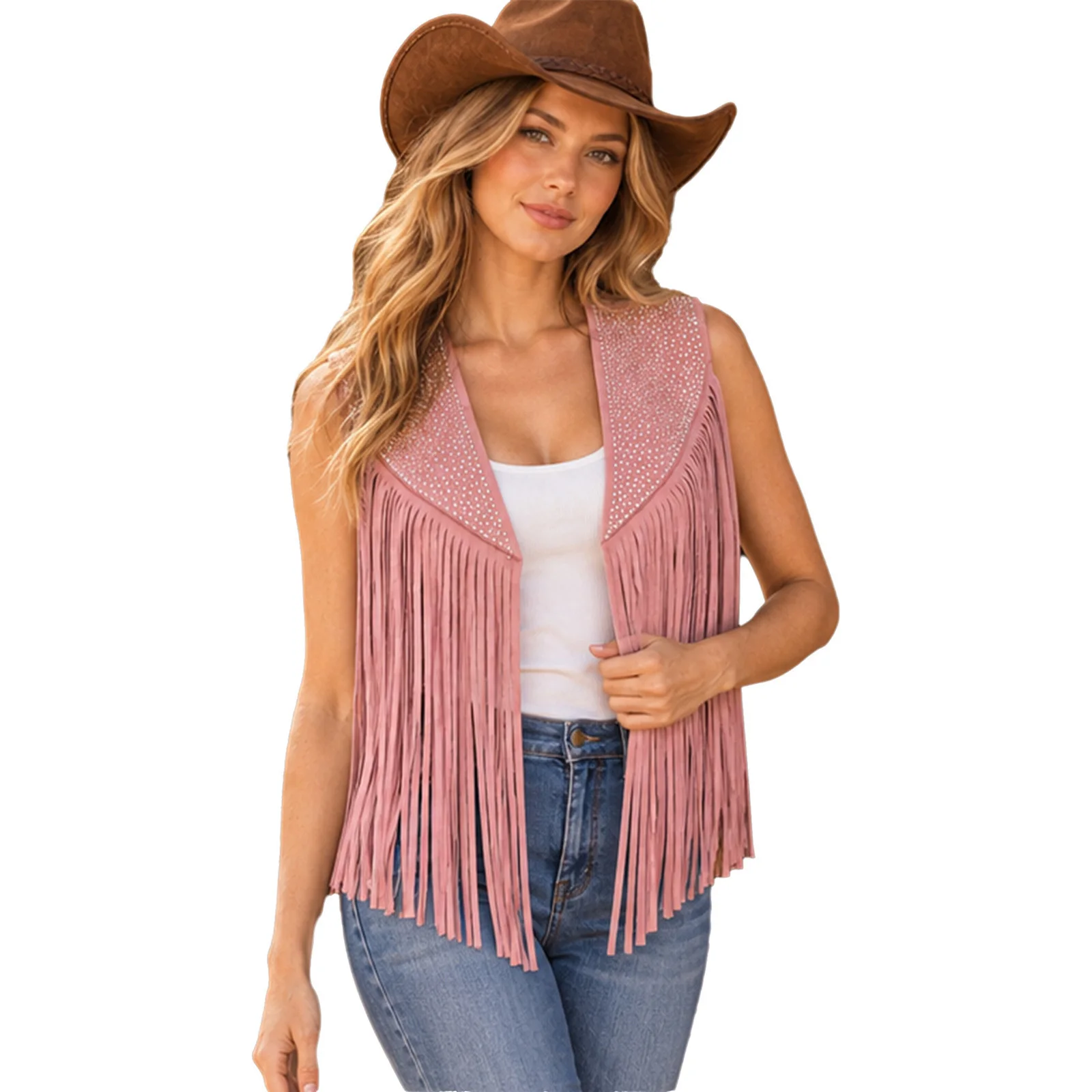 Gilet Cowgirl à Franges et Strass Femme – photo 6