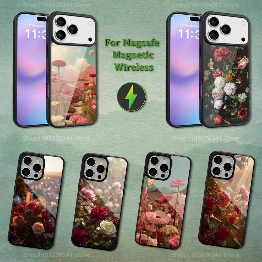 

Flower Color Painting Art Phone For iPhone 17,14,11,15,16,13,12,Pro,Max,For Magsafe,Plus,Mini, Magnetic Wireless Charging Case