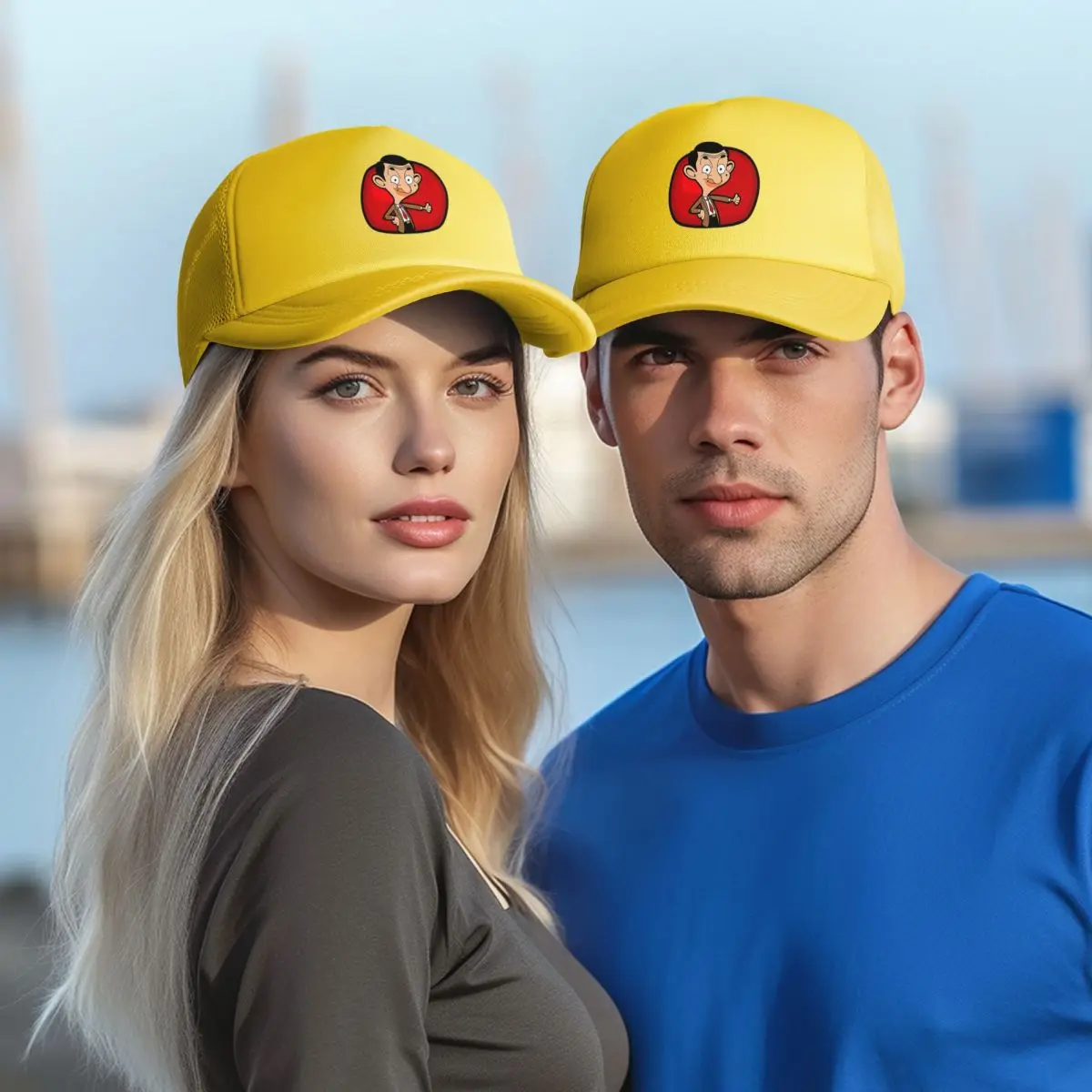 قبعات بيسبول شبكية من Mr Bean Snapback قبعات بيسبول عصرية قابلة للتنفس كاجوال للاستخدام الخارجي للجنسين