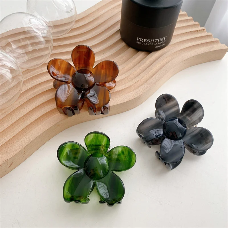 

New Flower Hair Claw Clips Acetate Floral Geometric Large Clamps Grab Shark Clip Ins Korean Women Hair Accessories Headwear