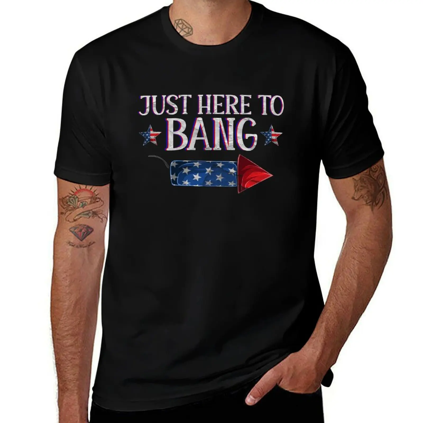 

Funny Fourth of July 4th of July I'm Just Here To Bang T-Shirt sports fans summer clothes mens graphic t-shirts big and tall