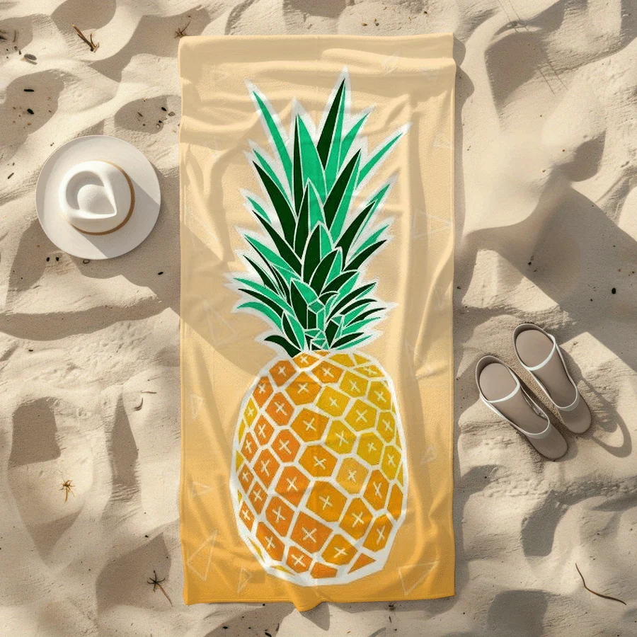 1pc Pineapple Print Beach Towel - Soft, Absorbent, Quick Suitable for Swimming, Camping, Bathing One Size