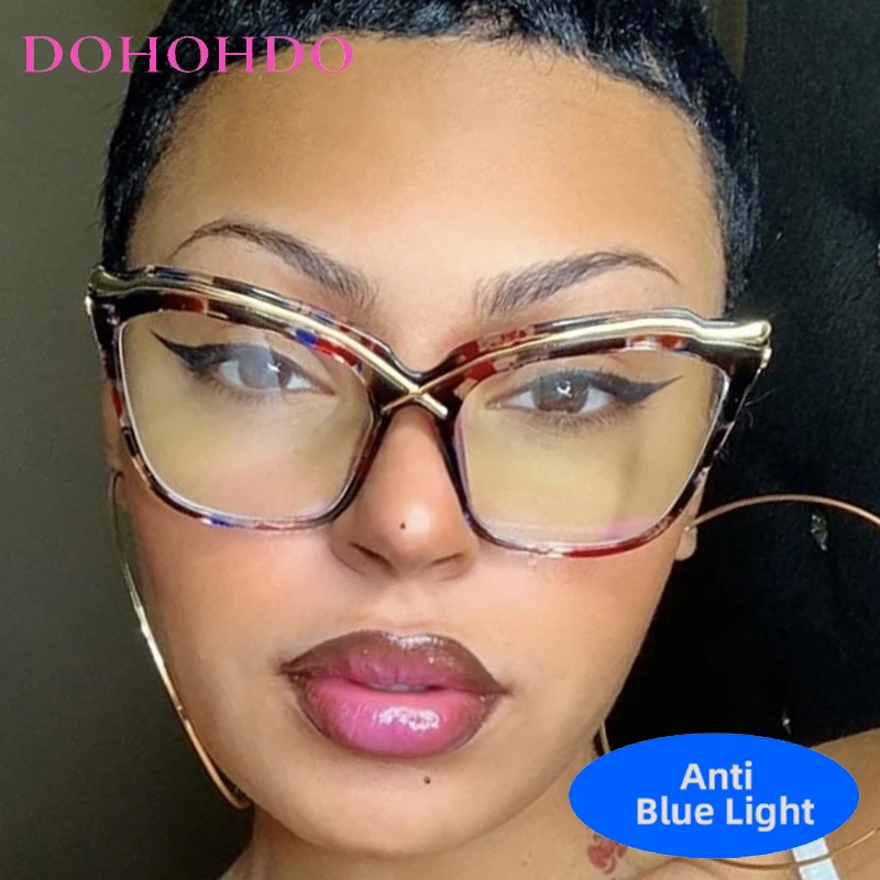 

Luxury Designer Reading Anti-Blue Light Cat Eye Oversized Frame Trending Women's Glasses Computer Gaming Men Eyeglasses Lentes