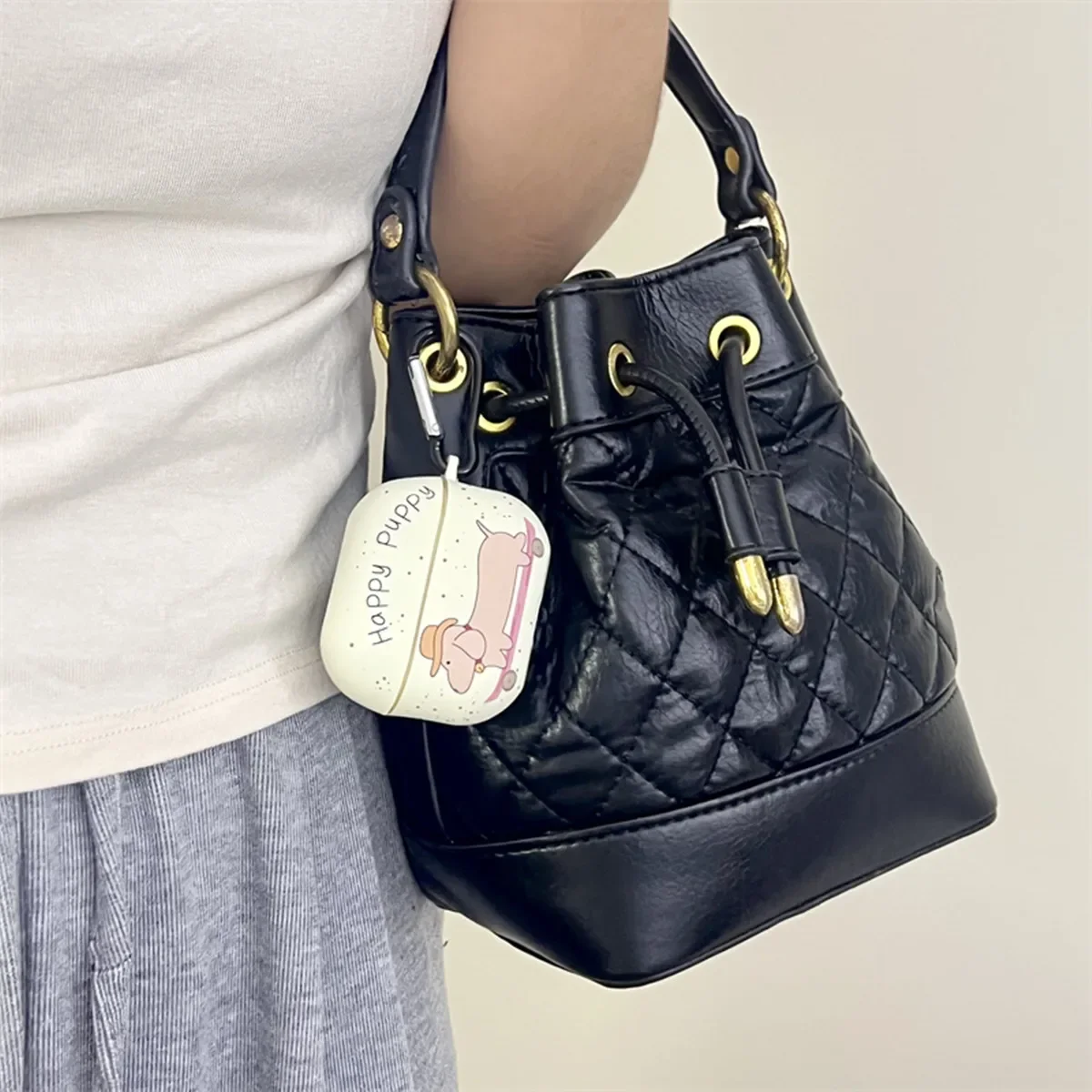 Совместим с Samsung Galaxy Buds 3/Buds 3 Pro, чехол-бутон с милой мультяшной собакой и брелоком, противоударный чехол для наушников