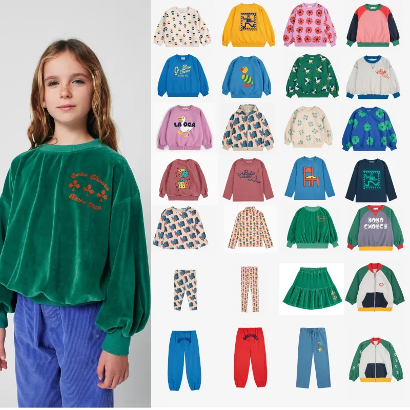 2025 детский свитер, хлопковый универсальный бархатный пуловер с толстой подложкой, детский свитер для мальчиков, спортивные штаны, комплект футболок
