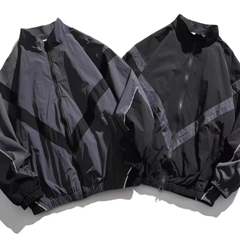 

Осень/зима ветровка в американском стиле с воротником-стойкой, куртка на молнии, свободный крой, спортивная уличная куртка для мужчин, универсальная