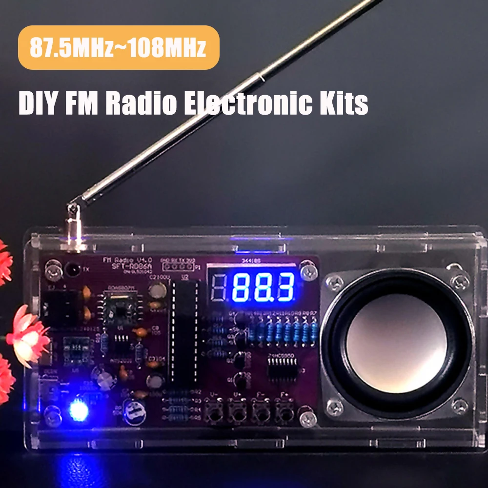 لتقوم بها بنفسك 87.5 ميجا هرتز ~ 108 ميجا هرتز أنبوب رقمي عرض راديو FM عدة إلكترونية متحكم التعلم أجزاء التجميع AXS2031 أحادية 5 واط