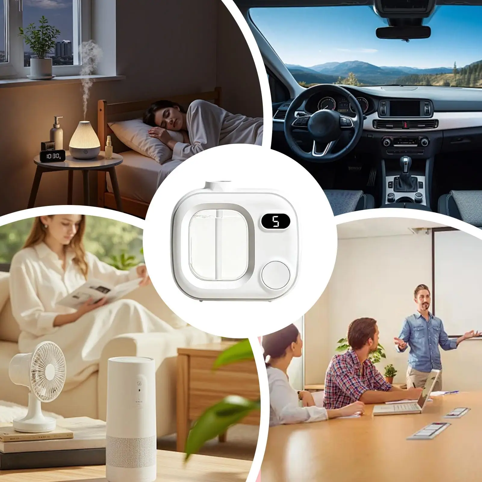 Cordless Battery Operated Waterless Scent Diffuser, Fine Mist Aroma Machine for Car & Home, Portable Essential Oil Diffuser