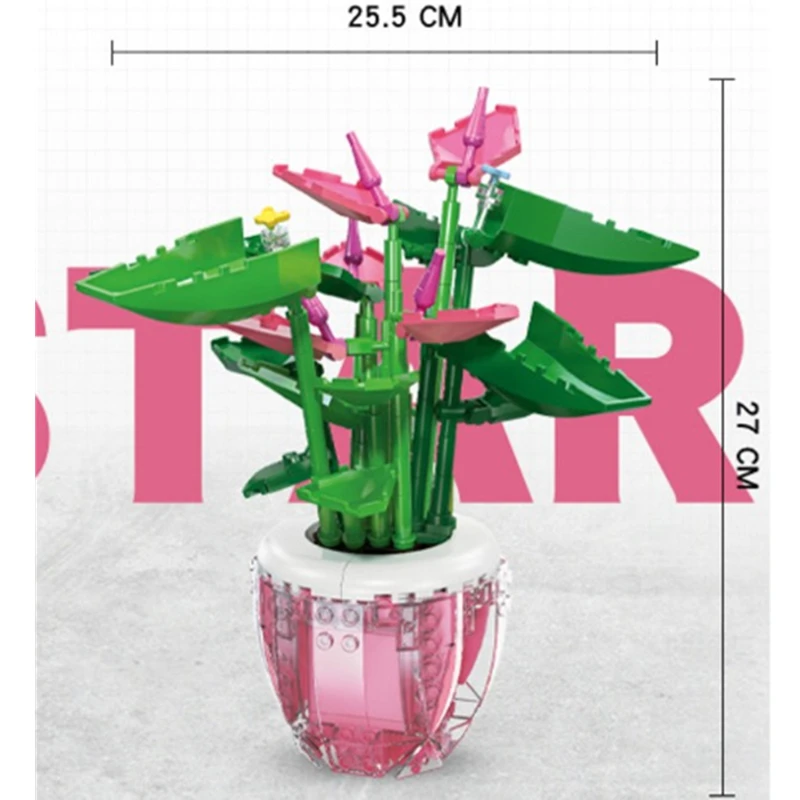 DIY Bird of Paradise Vase Plants Anthurium Andraeanum Gardens Romantic Building Blocks Classic Model Bricks Kids Sets Kits Toys